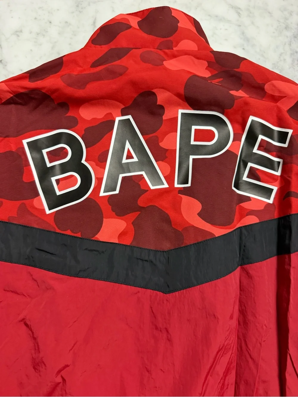 Bape Red Camo Panel Windbreaker Jacket - Men's